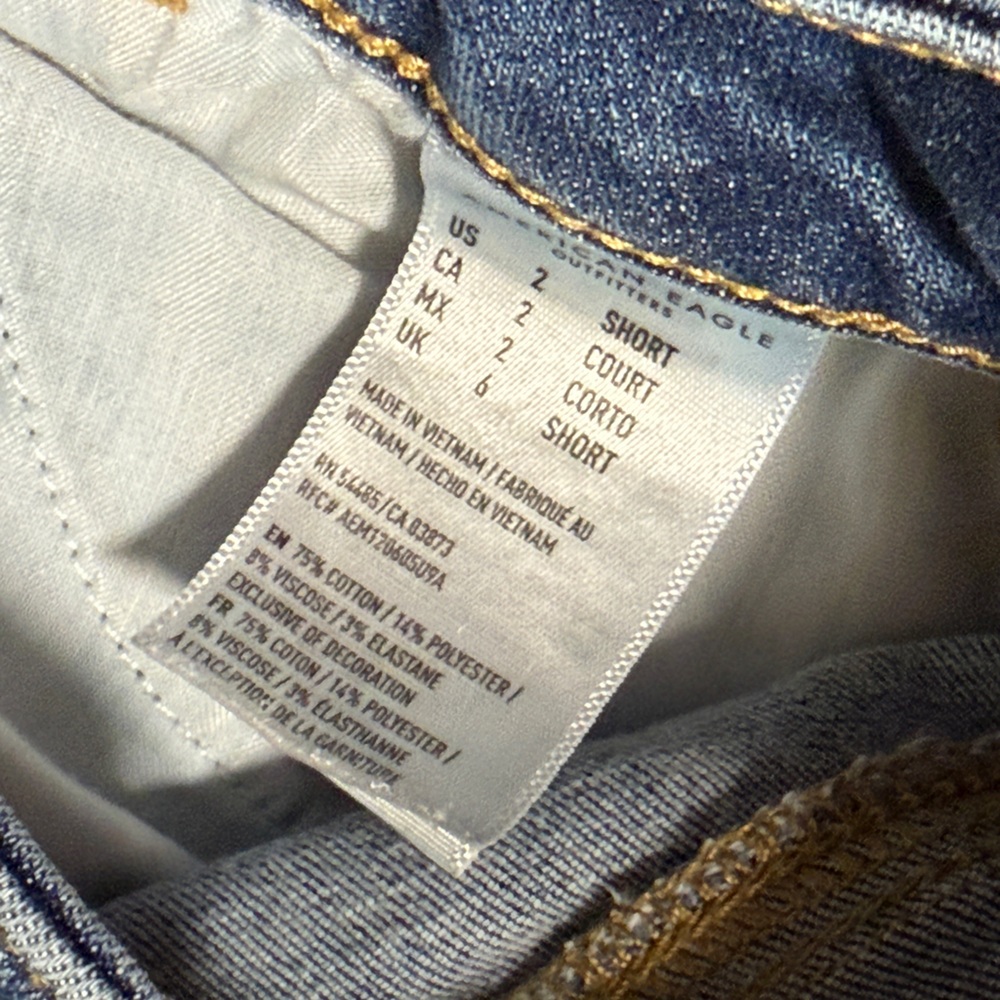 American Eagle Outfitters Dark Blue Distressed Skinny Jeans - Picture 6 of 12
